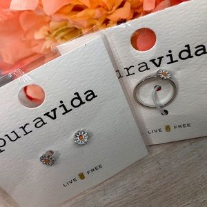 Pura Vida Daisy Ring and Earrings NWT🌼